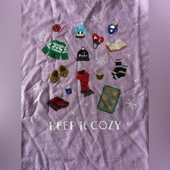 Polo Ralph Lauren Girl's T-Shirt Winter Theme Purple - Picture 4 of 5